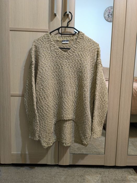 Pulover din jerseu cu fibre strălucitoare