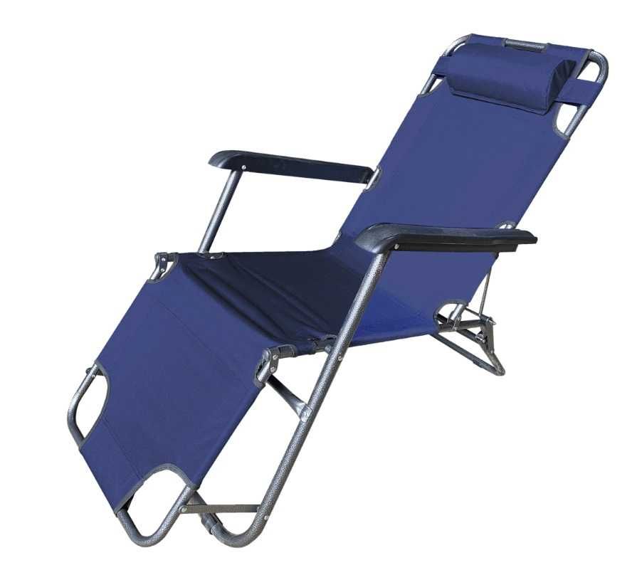 Sezlong pliabil cu tetiera, 153x60x79 cm, bleumarin