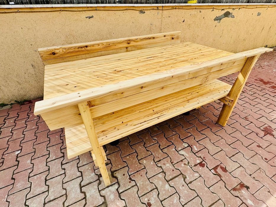 Set mobiler din lemn masiv pentru terasa sau foisor