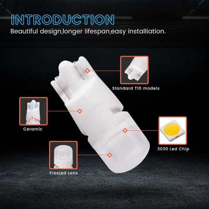 Led auto w5w T10 Ceramic 6500K