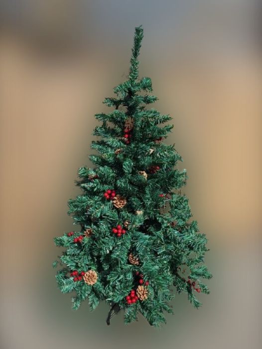 Изкуствена елха Luxury Diamond с червен глог и шишарки