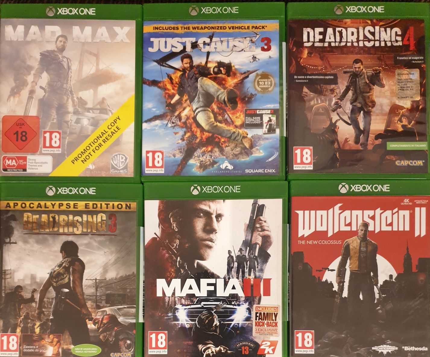 Mafia Wolfenstein Dead Rising Mad Max Just Cause Xbox one