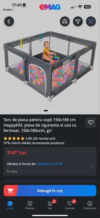 Tarc joaca bebe 180x150 Gri