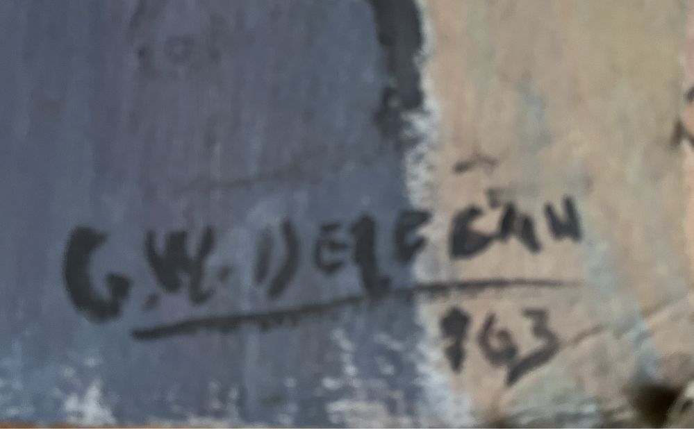 Tablou vechi semnat Gizela Deregan 1963