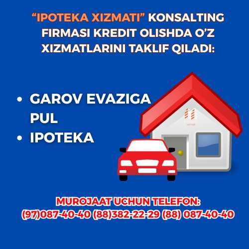 Kredit olishga yordam beramiz ipoteka - garov evaziga