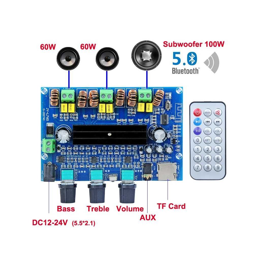 Усилитель 2,1 (2*60Вт + 100Вт) Bluetooth 5,0 /AUX /TF /эквалайзер