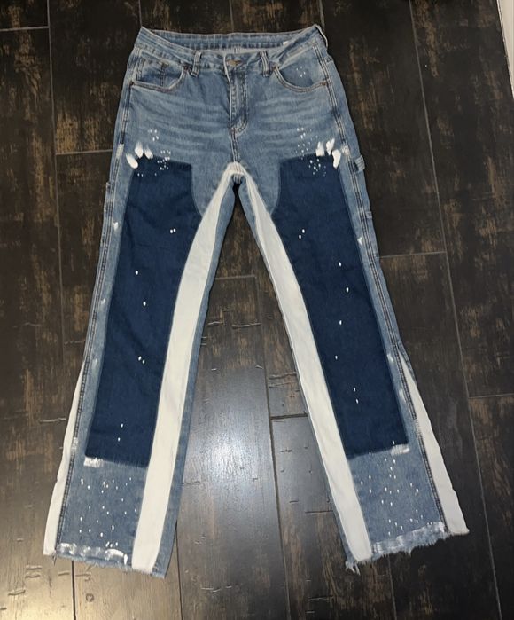 Jeans Blugi Unici Evazați/Drepti cu Buzunare Laterale