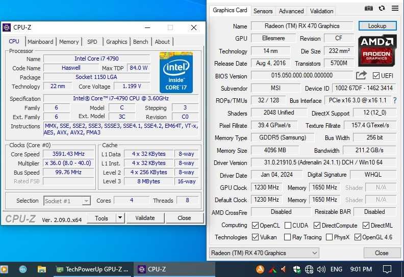 Intel Core i7 4790,16gb 1600 ssd500, hdd1TB, psu-550W, RX470 4GB