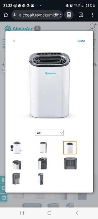 Dezumidificator si purificator aer Alecoair