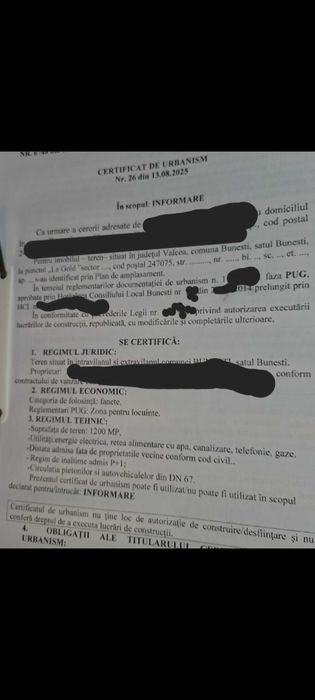 Vand teren intravilan în Bunesti judetul valcea