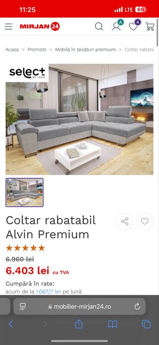 Coltar canapea rabatabil impecabil