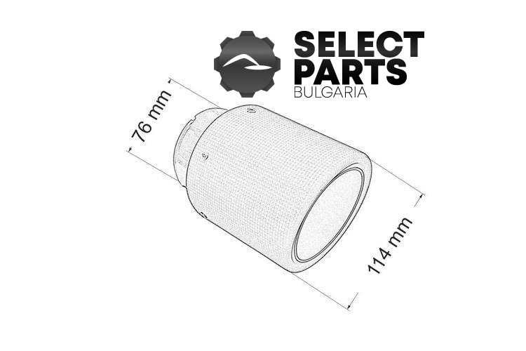 Накрайник за ауспух 114mm вход 76mm Carbon