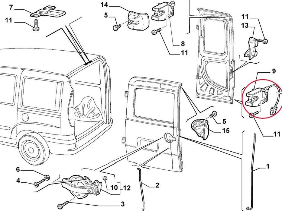 Брава за задна врата за Fiat Doblo (2001-2010)