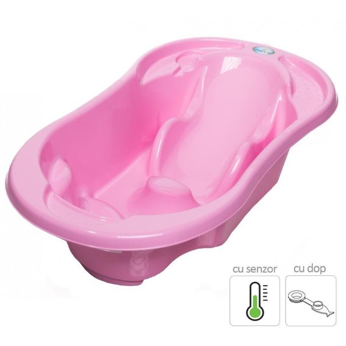 Cadita copii anatomica cu termometru Komfort Roz deschis