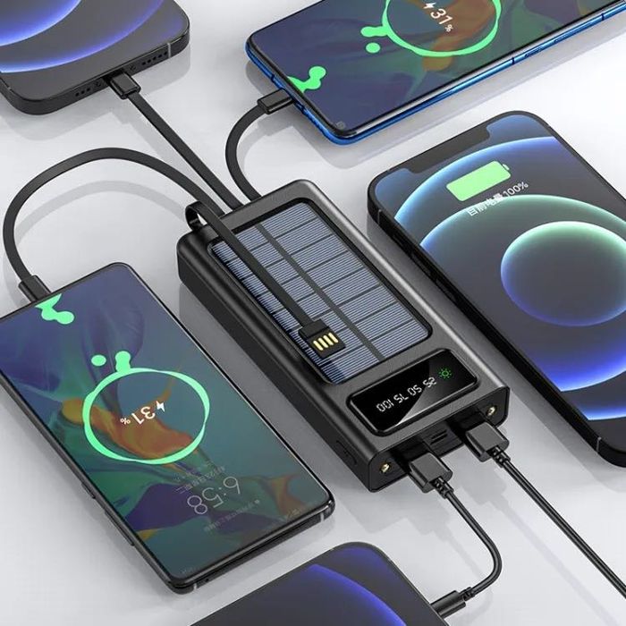Соларно зарядно, соларна батерия KLGO ,20000mAh за телефон с LED фенер
