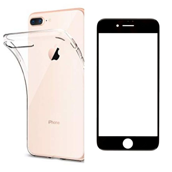 Iphone 8/7/6 Plus Husa Silicon si Folie Sticla Curbata Edge Glass