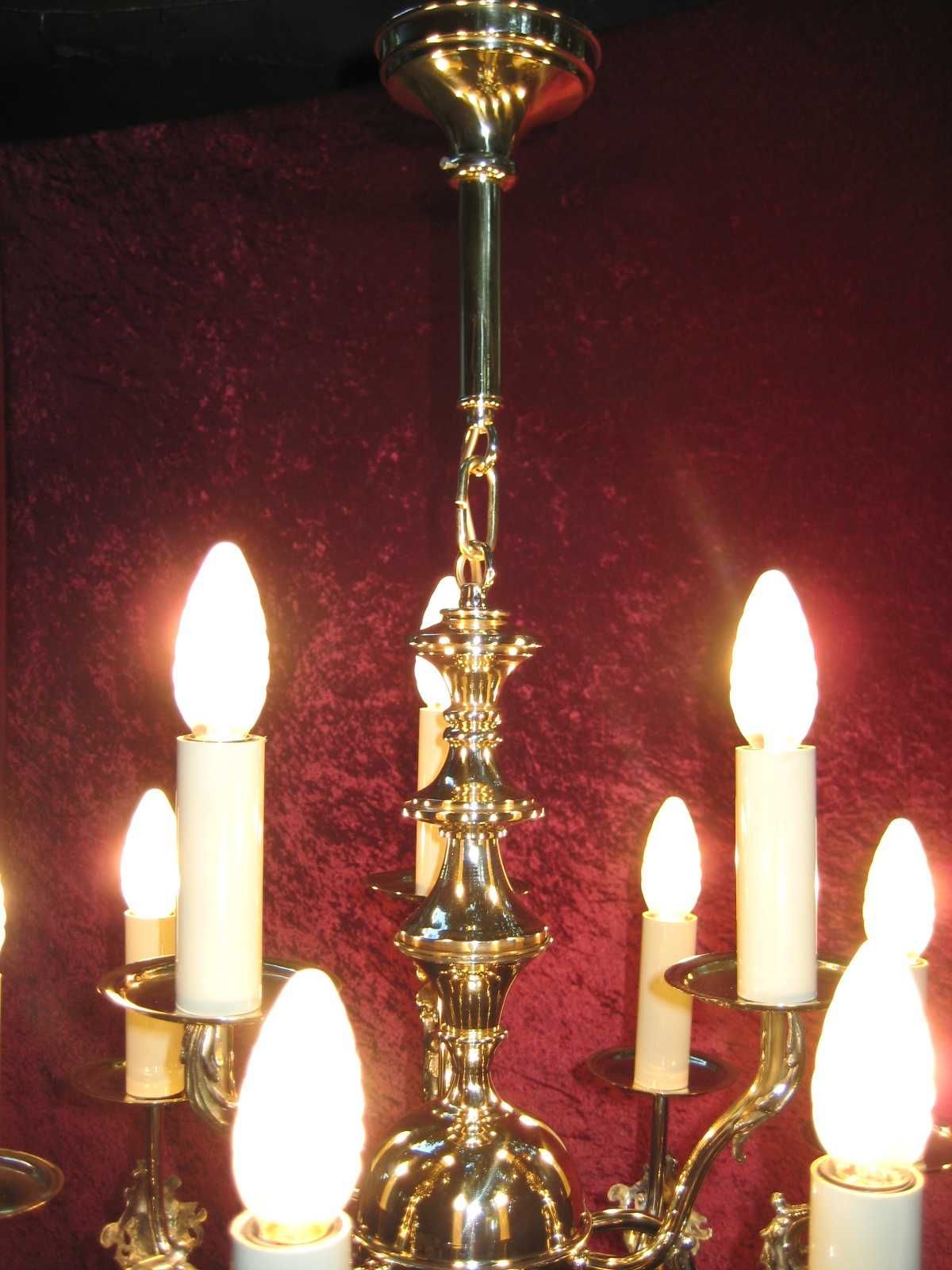 Candelabru din alama si bronz 9 becuri