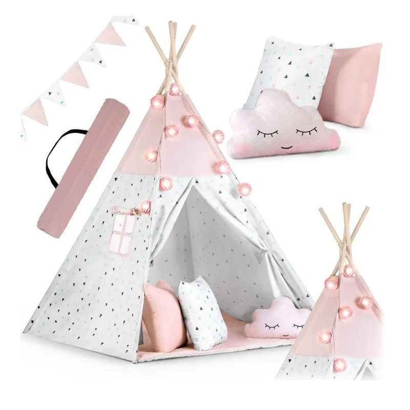 Палатка за Игра Типи със светлини в розово