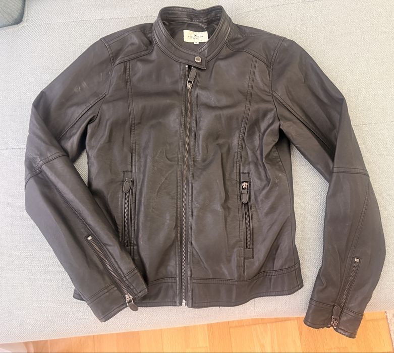 Черно кожено яке Tom Tailor
