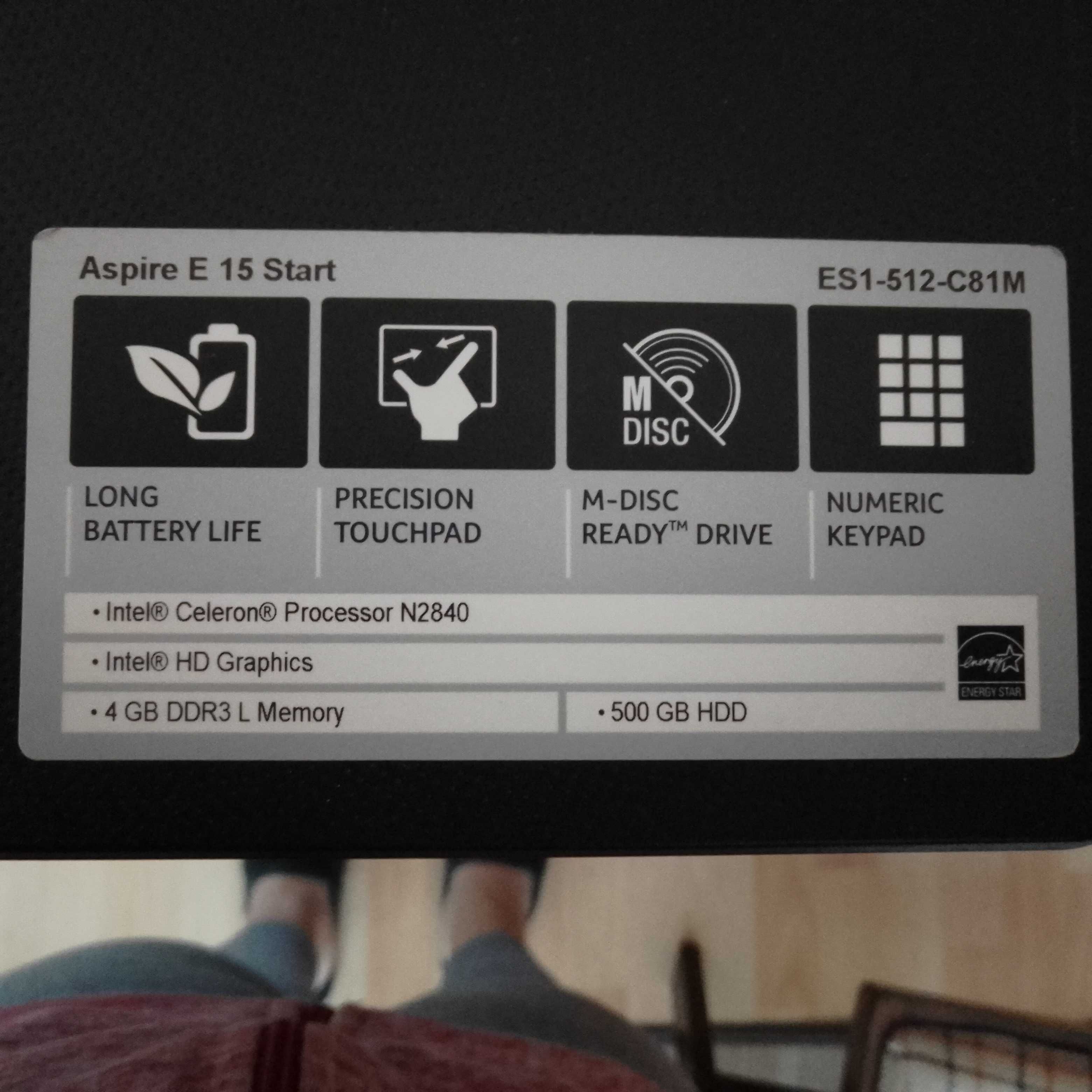 Употребяван Лаптоп Acer Aspire ES1-512-C81M, дисплей 15.6 инча