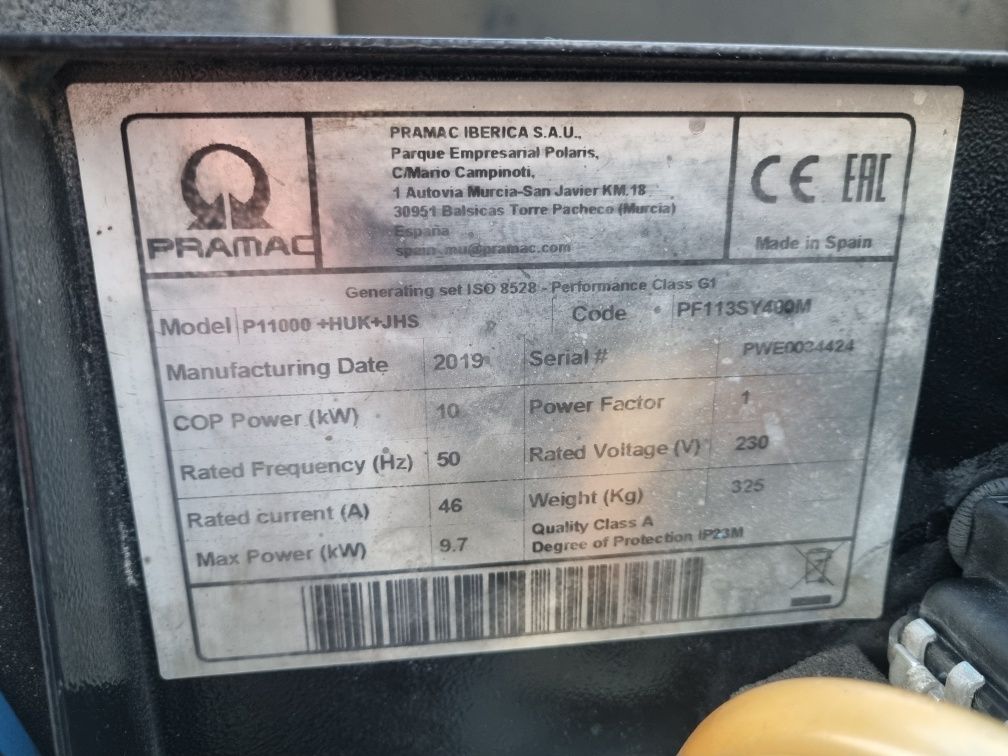 Generator De Curent Pramac P11000 Diesel Motor Yanmar 10 KVA An 2019