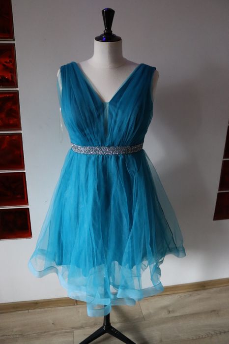 Rochie tulle albastra turcoaz 42