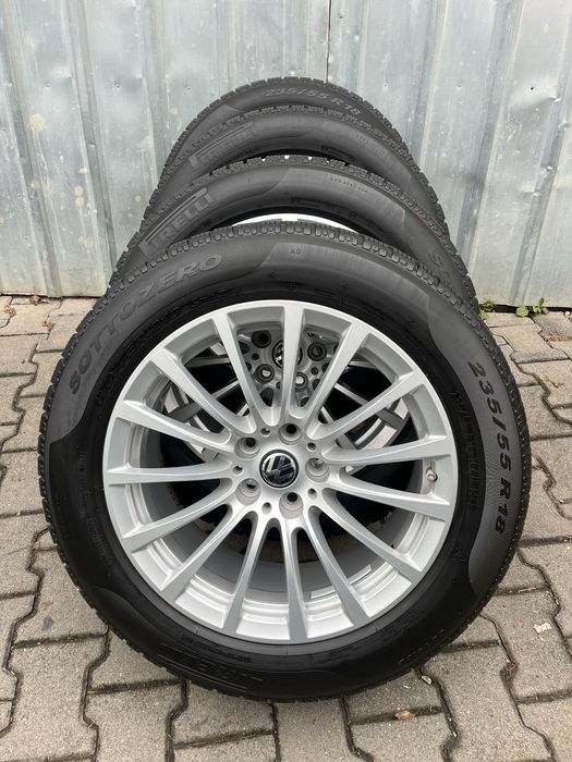 Jante 5x112mm, anvelope iarna 235/55 R18, VW Audi Seat Skoda Mercedes