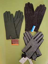 RESERVED-Mănuși din piele naturala și intoarsa-verde/negru/maro-NOI!!