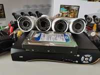 ‼️Sistem supraveghere 5 Mpx 4 Camere Video+HDD500GB IR80M Alarma Color