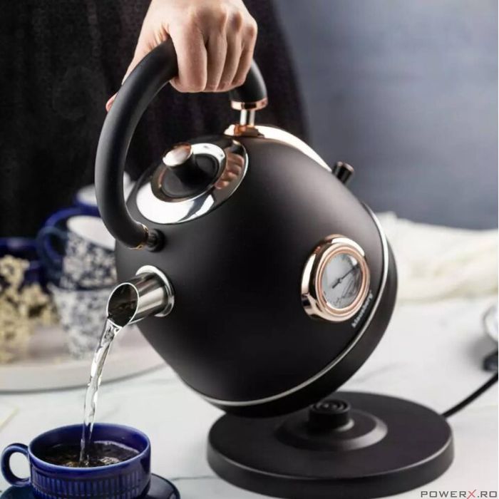 Ceainic, fierbator electric cu termometru, otel inoxidabil,