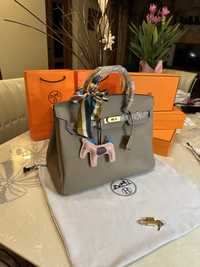 Geanta Hermes Birkin 35cm Gri/Bej Piele naturala 100%