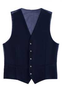 Viggo Tailoring vesta waistcoat navy albastra texturata