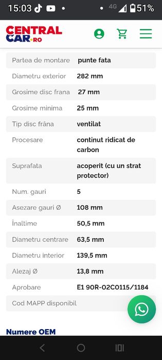 Disc frâna pt Ford focus Mk4