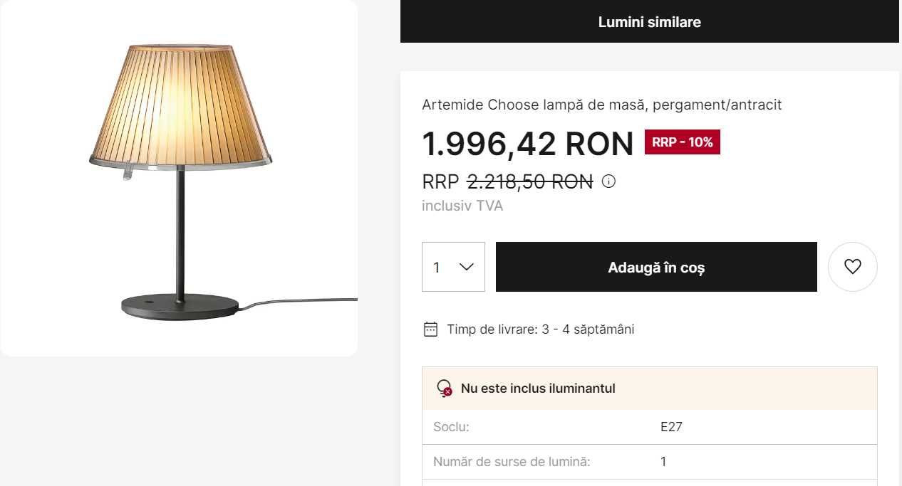 Vand Veioza de masa si Aplica de perete Artemide Choose