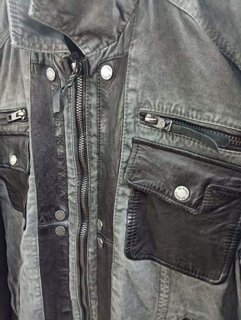 Оригинално дънково яке с естествена кожа Be Edgy M , L , XL , XXL ново