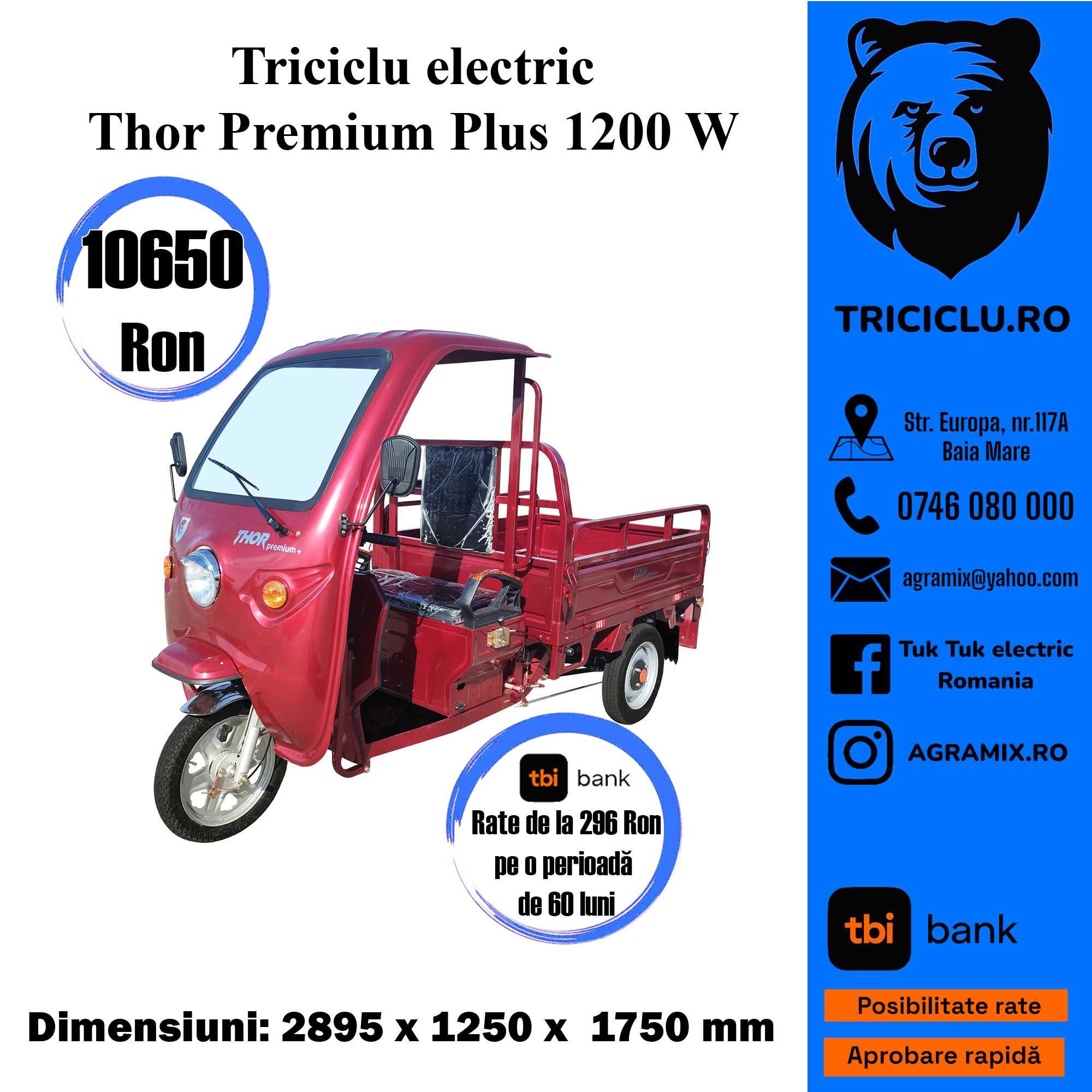 Triciclu electric tuk tuk Thor Premium Plus Agramix nou