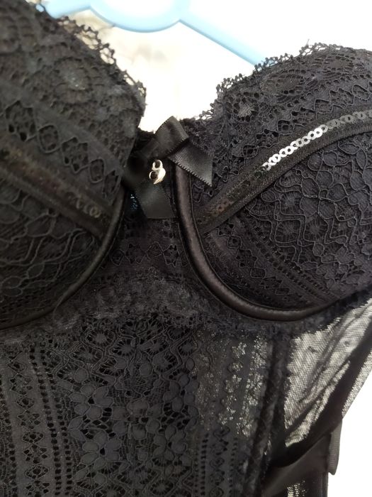 Corset sexy dantela neagra mărimea Xs-S 34/36