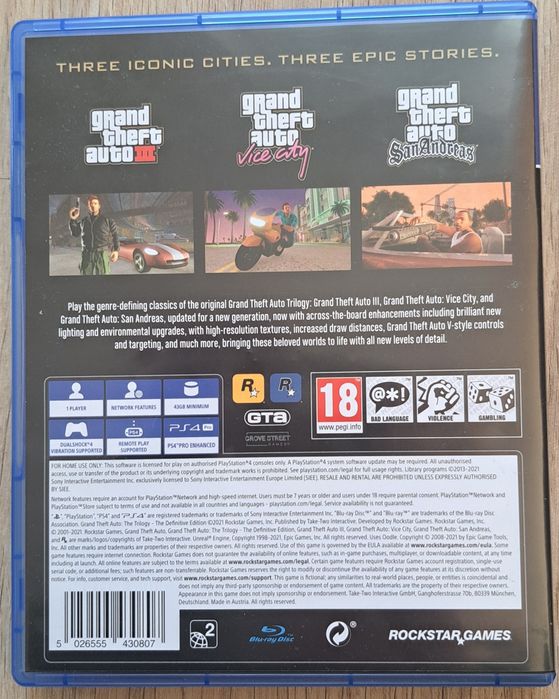 Игра за PS4 - GTA The Trilogy - Grand Theft Auto III, Vice City, San A