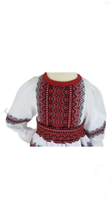Rochie Traditionala Populara de botez pentru fetite