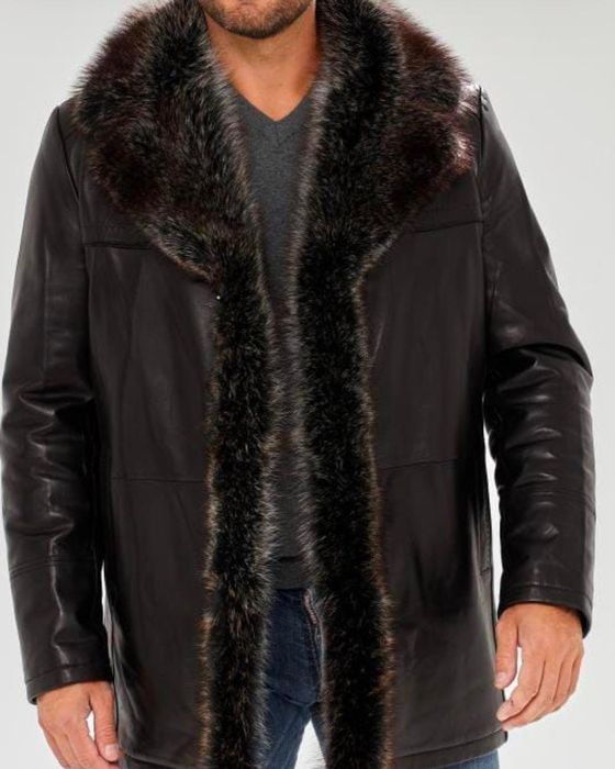 Кожаный куртка с мехом. Муж.
