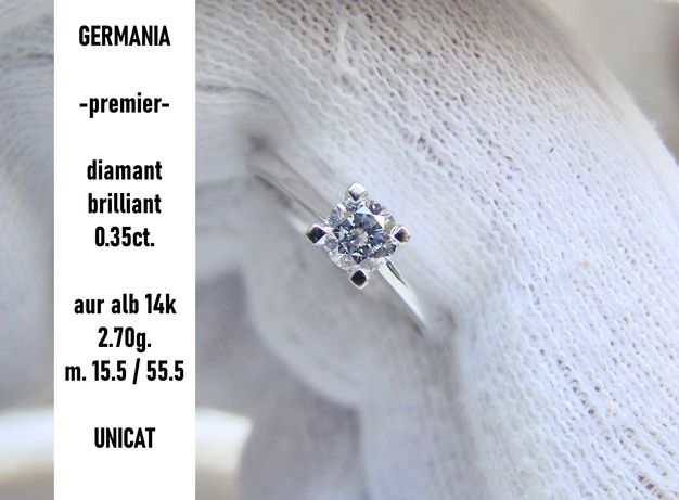 Inel Aur Alb 14K Cu Diamant Brill 0.35Ct. inel de logodna