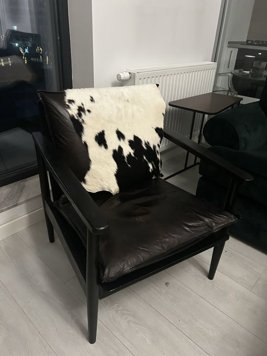 Fotoliu piele si lemn de acacia