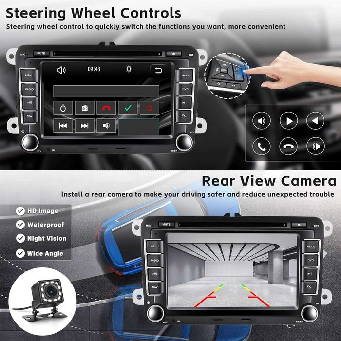 Hikity CarPlay авто радио с CD/DVD за VW Golf 5/6 Passat B6/B7 7"