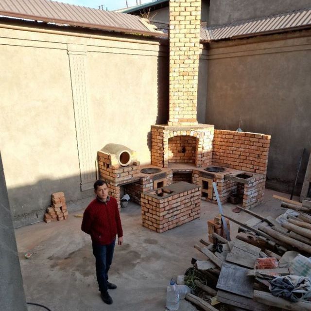 Летние кухня, камень, Ёзги ошхона ,тандир ,у́чоклар, хона печкалар
