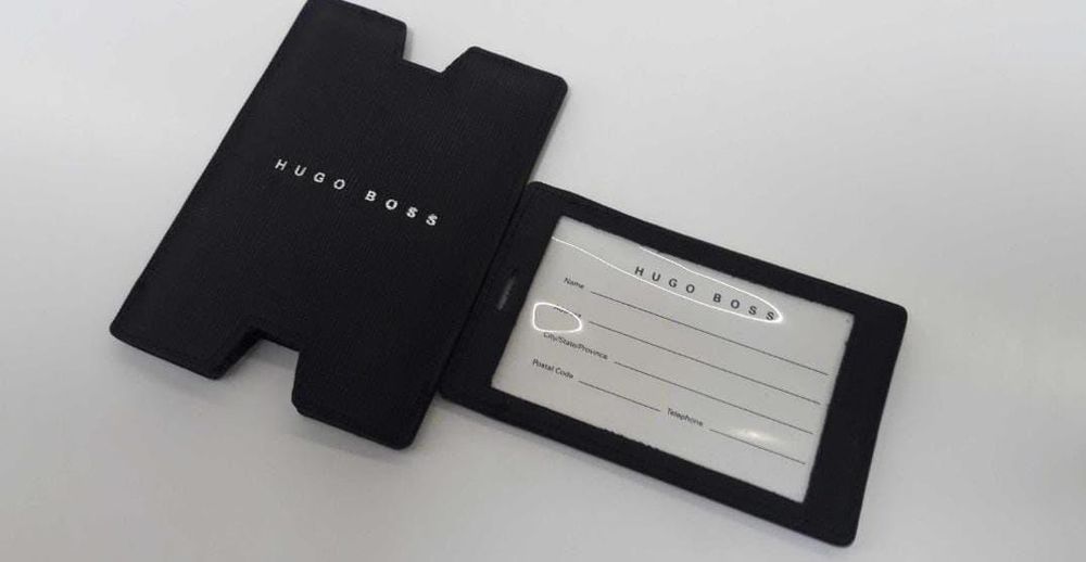 Eticheta bagaje valiza din piele, Hugo Boss