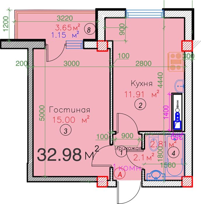 Qo’yliq massiv 7 da 1 xona kvartira sotiladi