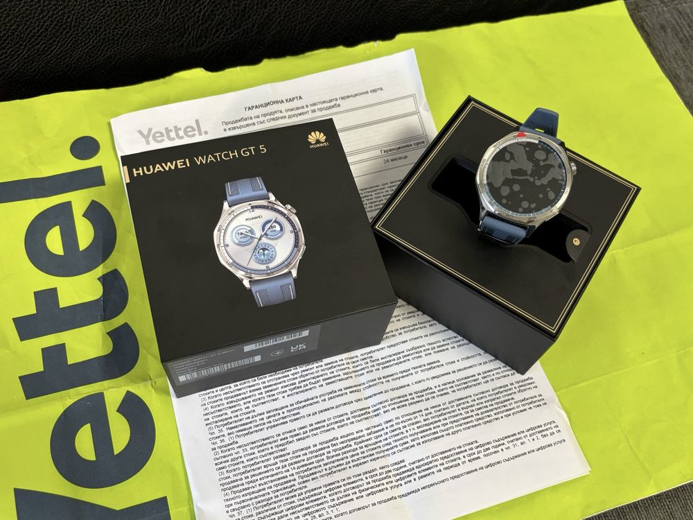 КАТО НОВ 46mm Huawei Watch GT 5 Гаранция Yettel до 2027 г. Blue