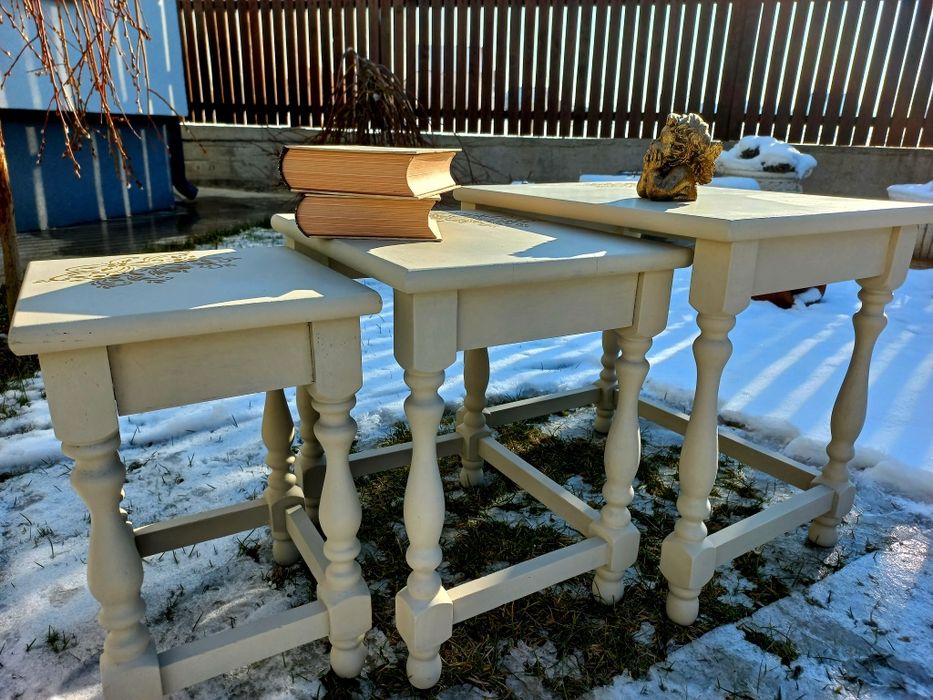 Set 3 măsuțe stejar