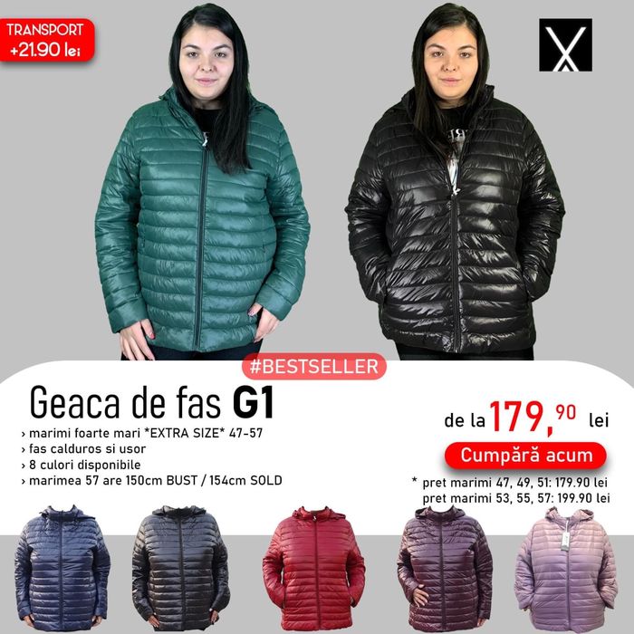 Haine de dama geci, veste, marimi mari plus size xxl de iarna