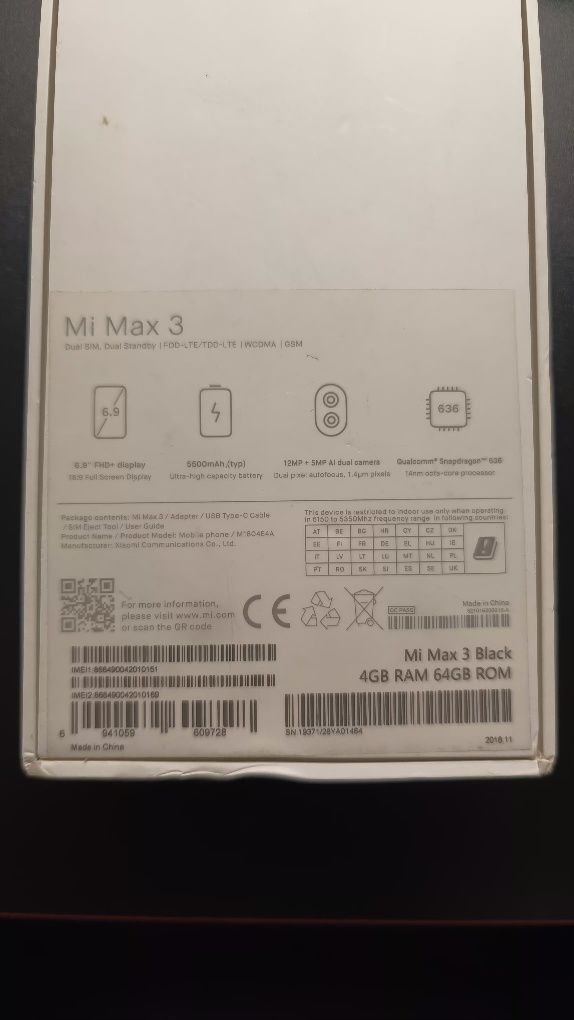 Продам смартфон Mi Max 3